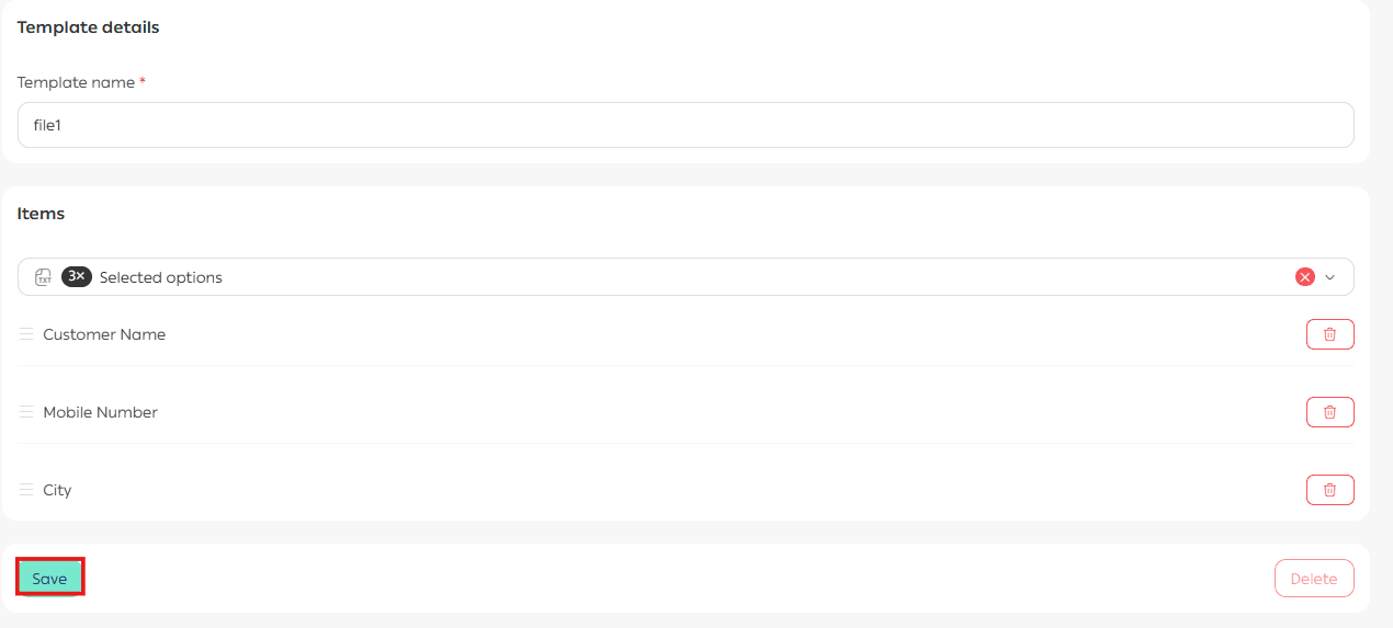 Order export templates