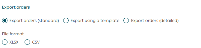 Order export templates