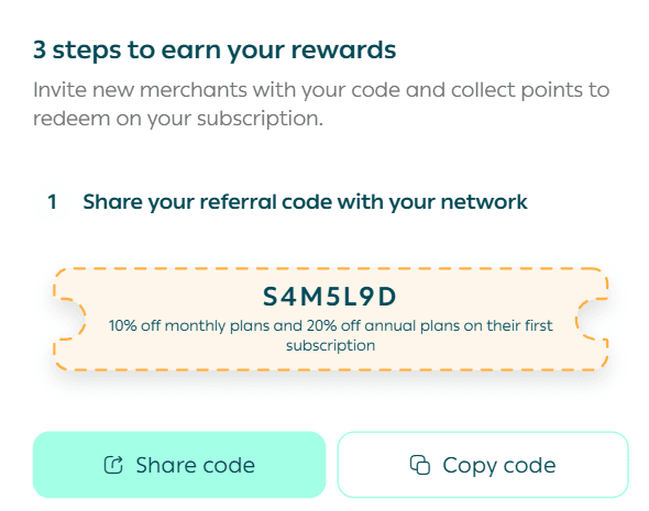 Salla referral program: Share your code and earn points to renew your plan for free
