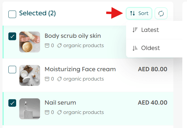 Products page and bulk product actions