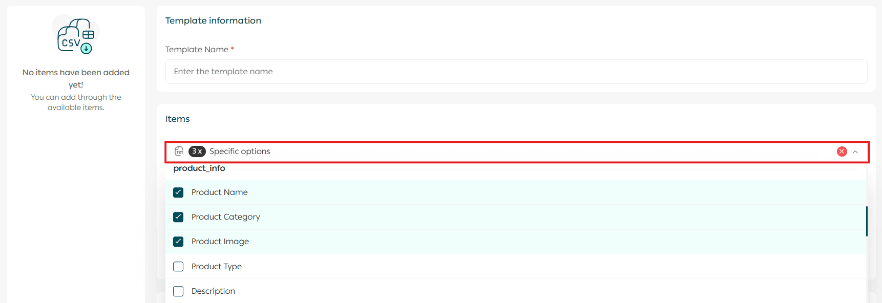 Product export templates