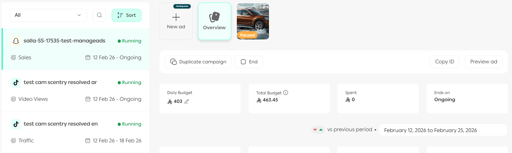 Managing Salla Ads