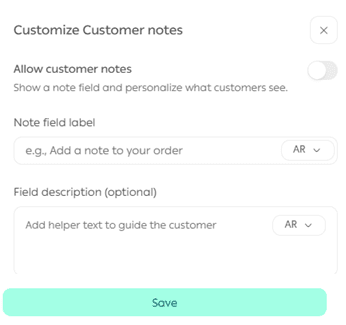 Customize order settings