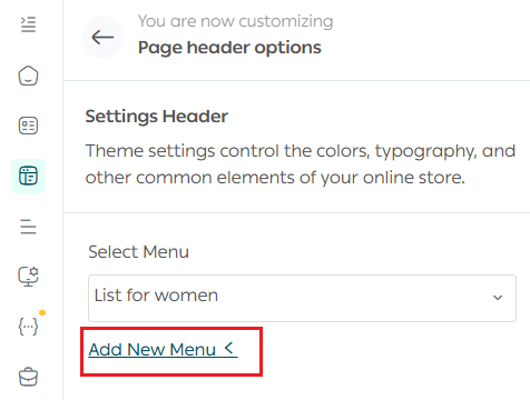 Store menus | Customizing the header & footer