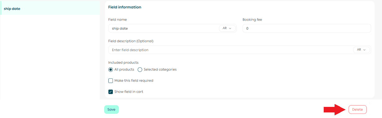 Set up cart order options