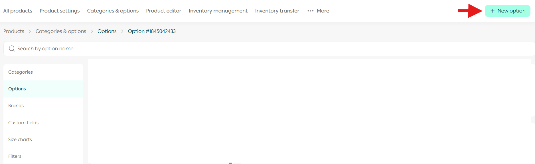 Product option management