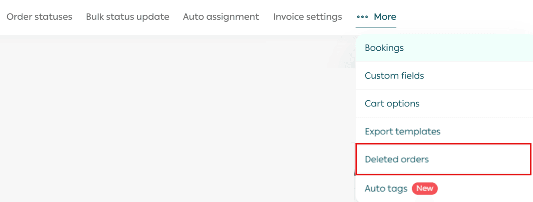 View and restore deleted orders