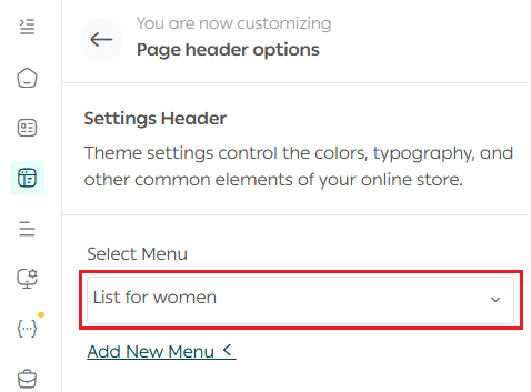 Store menus | Customizing the header & footer