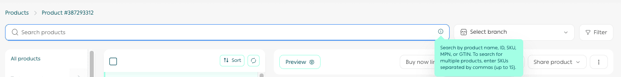 Products page and bulk product actions