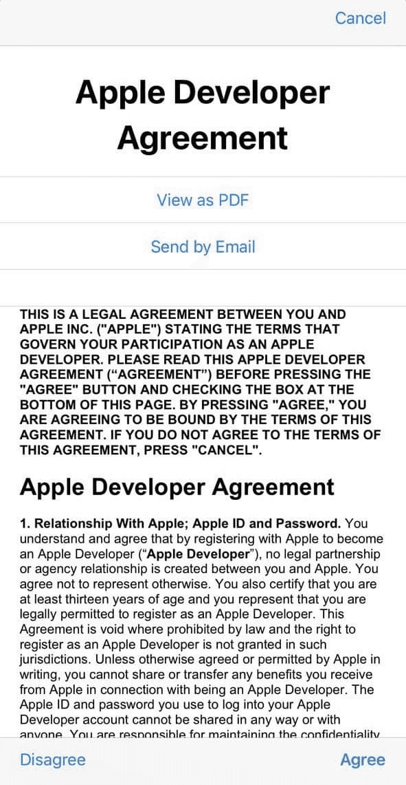 Creating an Apple Developer Account via the mobile app