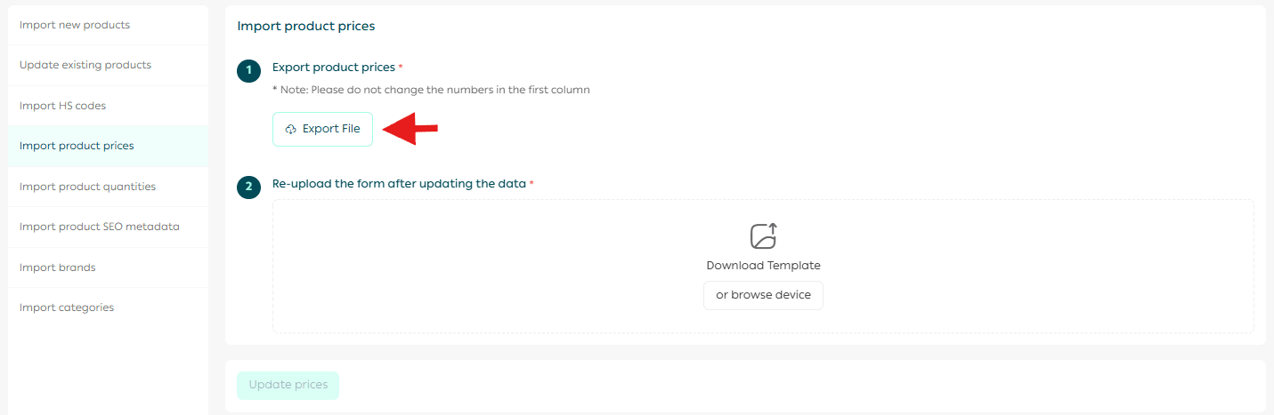 Importing and updating products