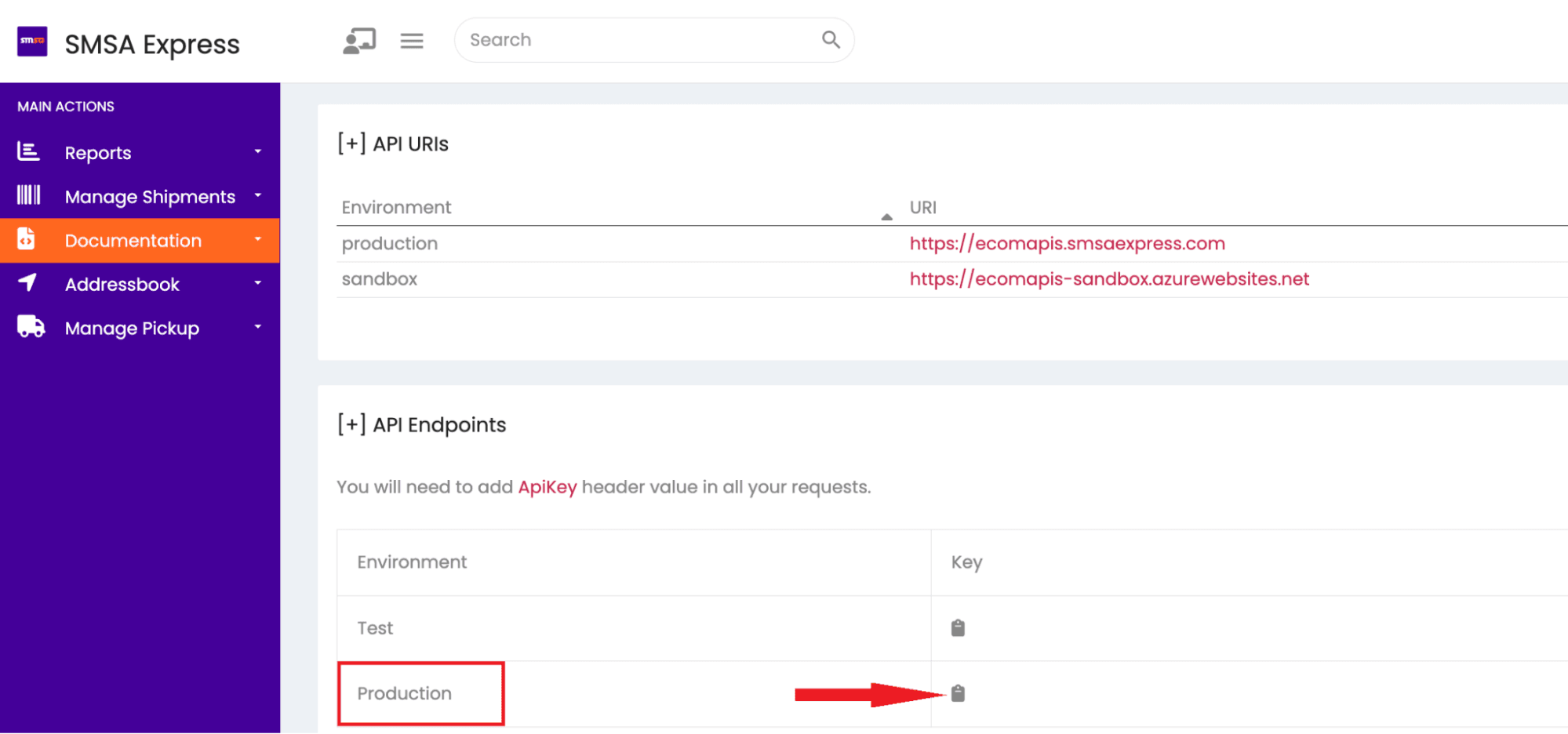 Direct integration with SMSA Express