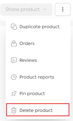 Actions on a specific product