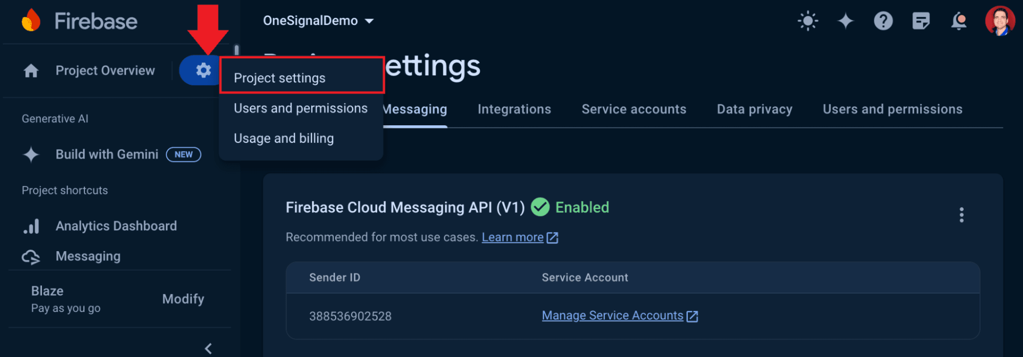 Connecting OneSignal for push notifications