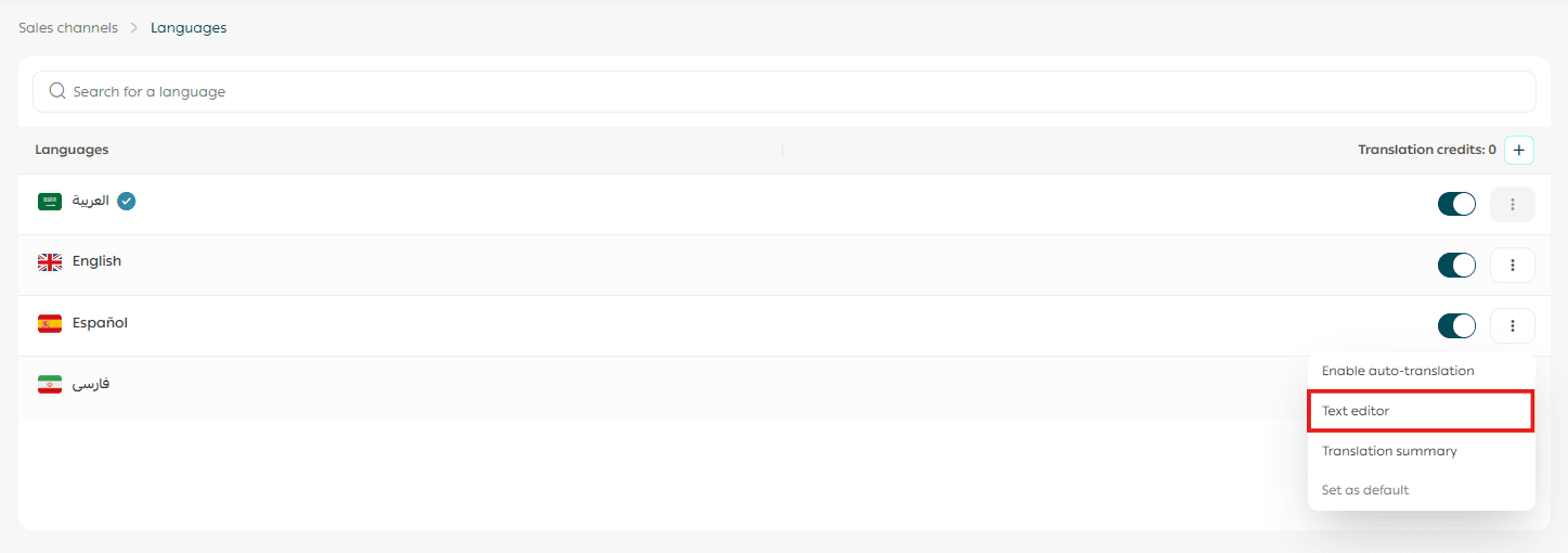 Manage added languages in your store