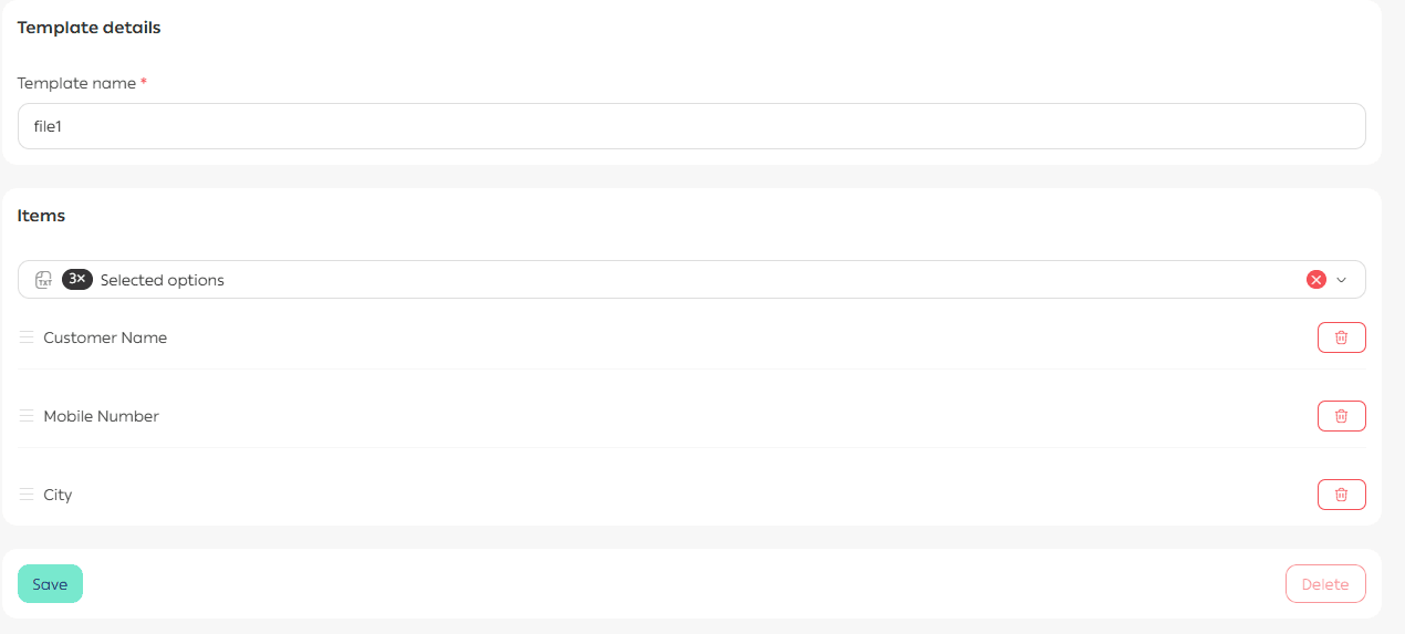 Order export templates