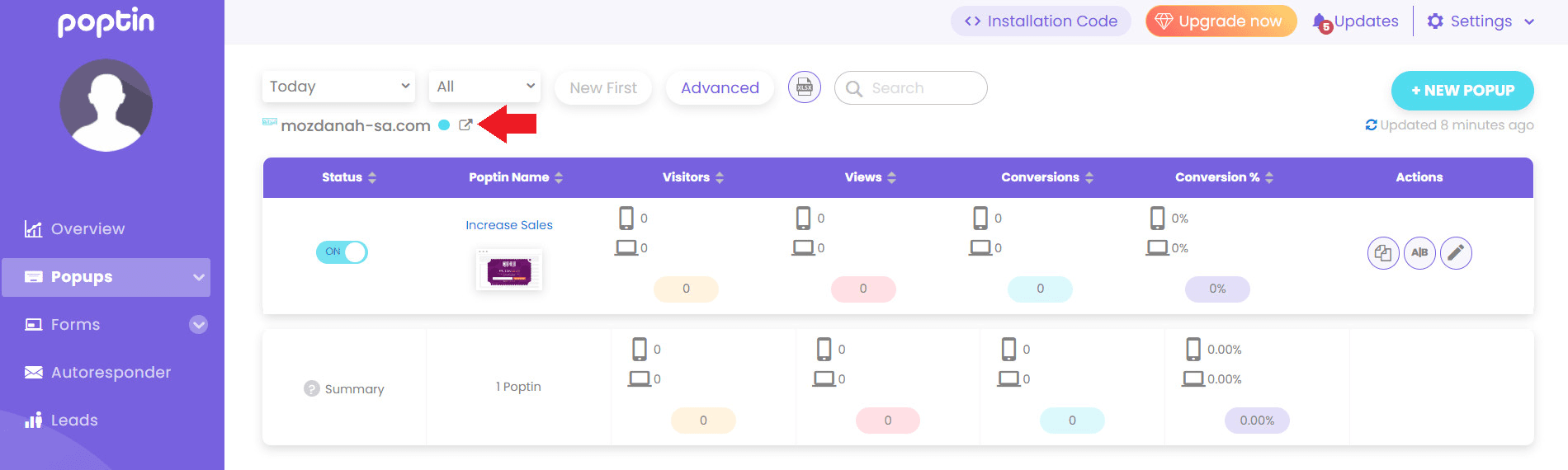 Integrating Poptin for pop-up campaigns