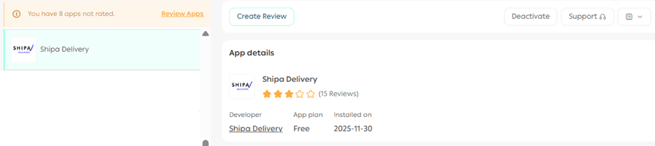 Shipa delivery integration