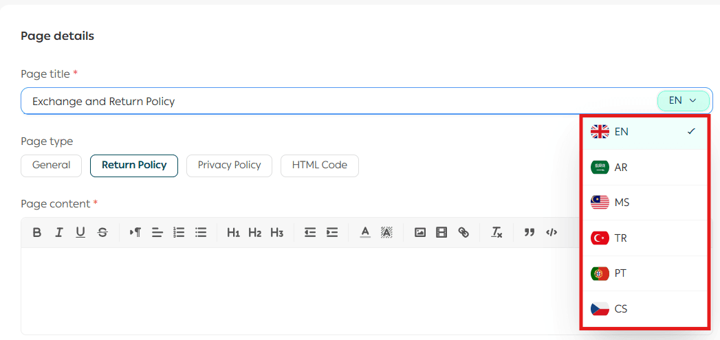 How to enter store data in multiple languages